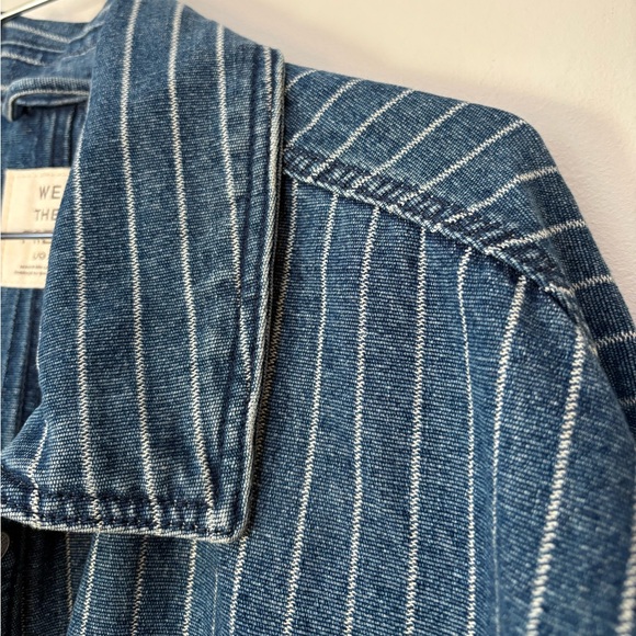 NWT Free People We The Free Madison City Pinstripe Denim Jacket Size Large - Picture 10 of 15